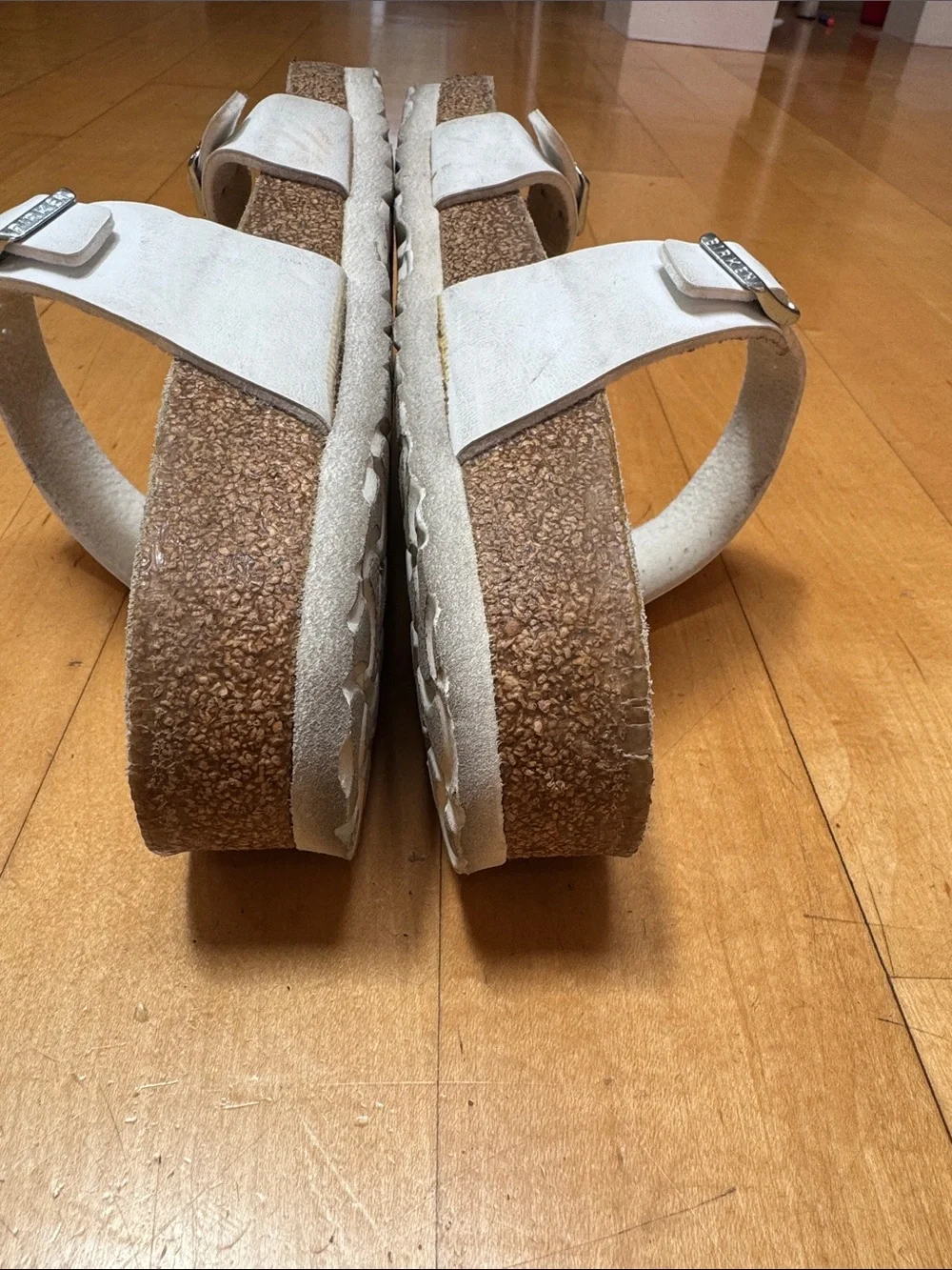 Birkenstock White Mayari-Style Leather Strap Sandals